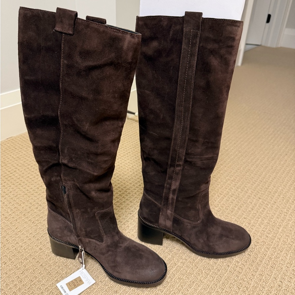 GEOX knee high suede boots NWT